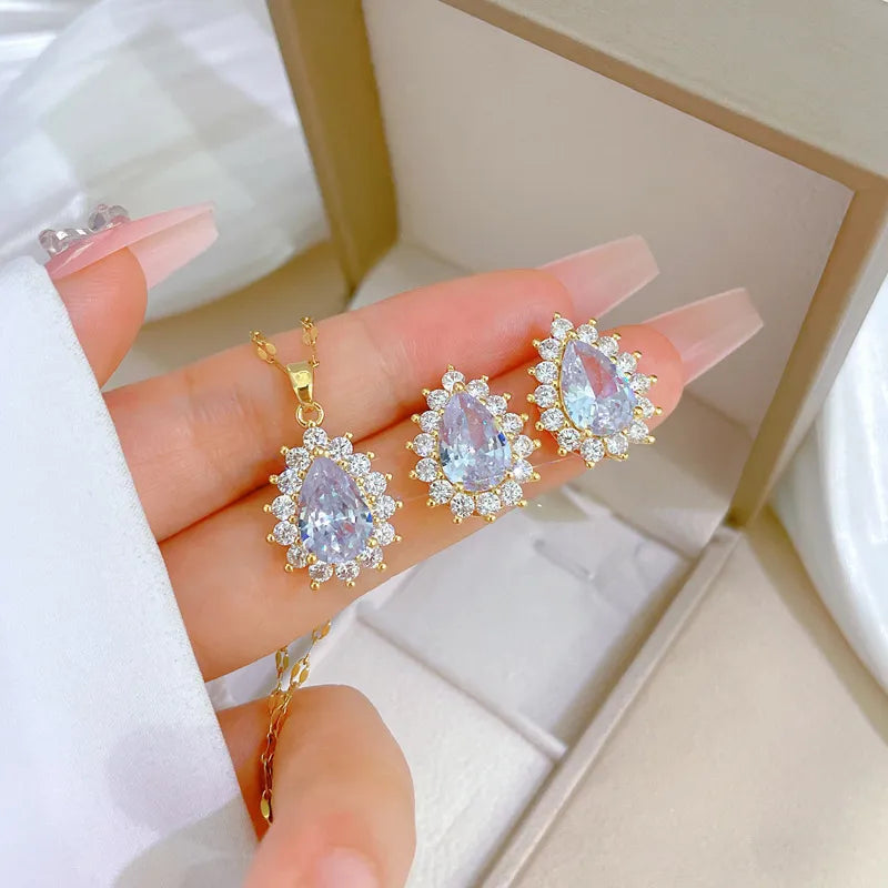 MICRO-INLAID GRACEFUL Personality Banquet Earring & Necklace