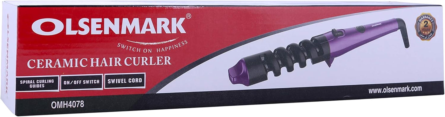 CERAMIC HAIR CURLER with Spring Clip, Led Indicator, Cool Tip