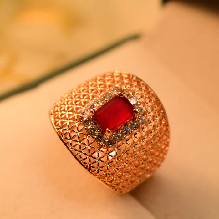 Gold Plated Zircon Gem Ring