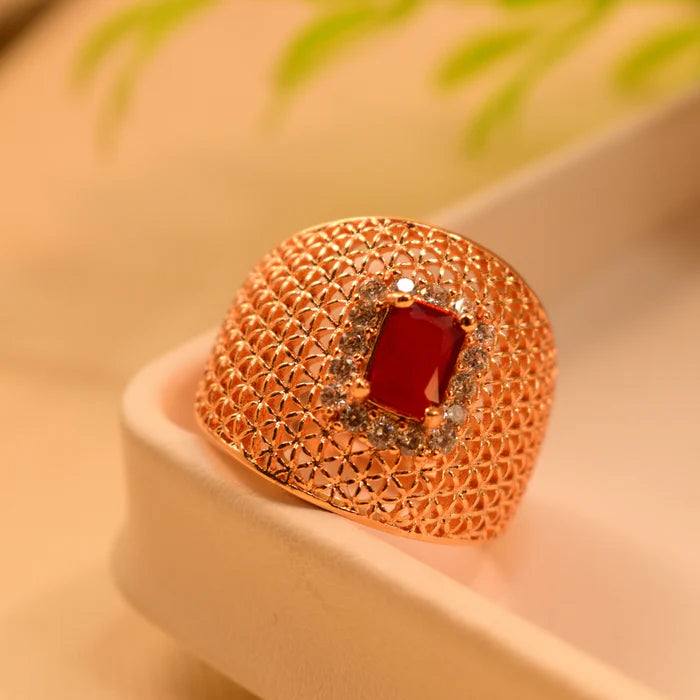 Gold Plated Zircon Gem Ring