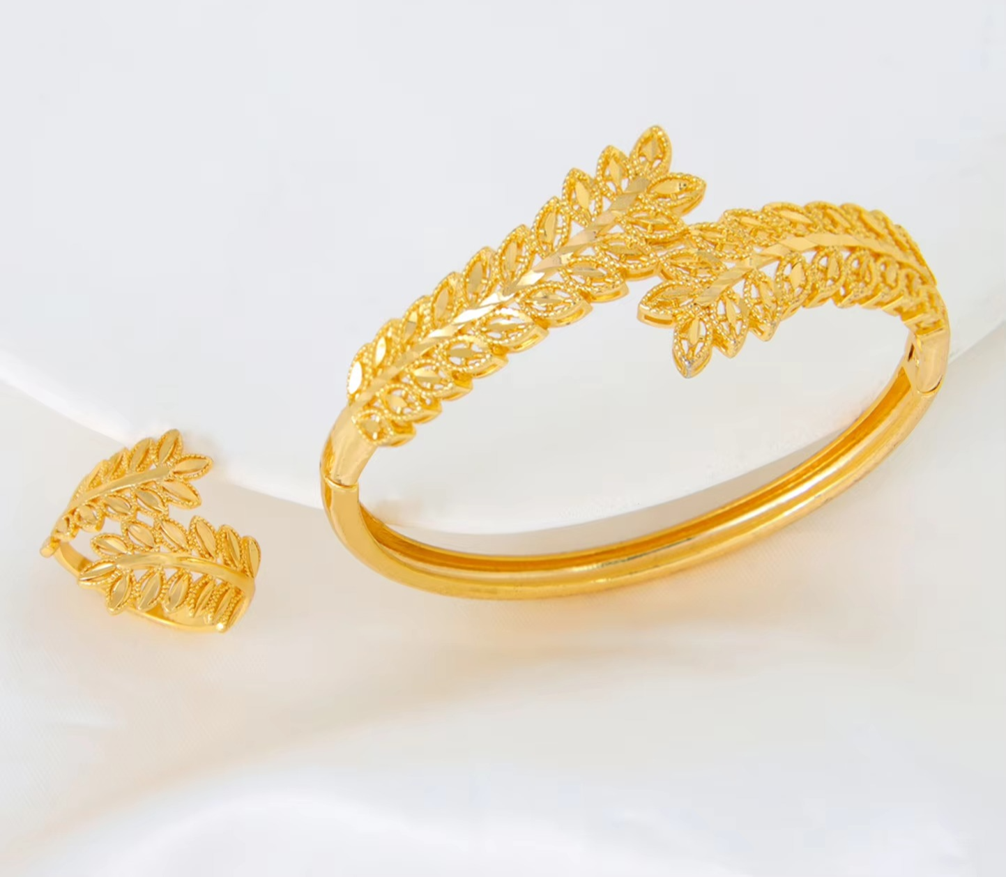 Gold Plated LEAF BRACELET & RING (SPECIAL)