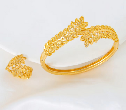 Gold Plated LEAF BRACELET & RING (SPECIAL)