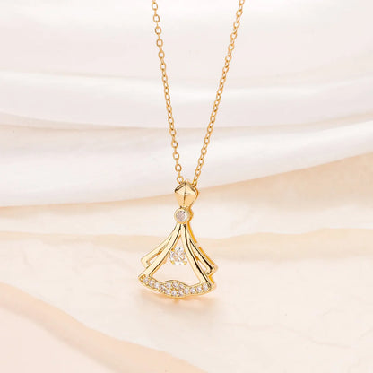 GOLD Plated Rhinestone Decor Pendant Necklace