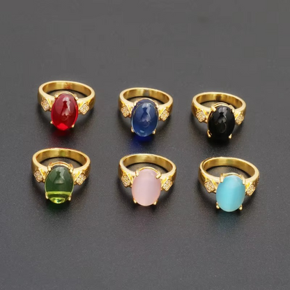 24k Gold Plated Diamond Gemstone Zircon Rings
