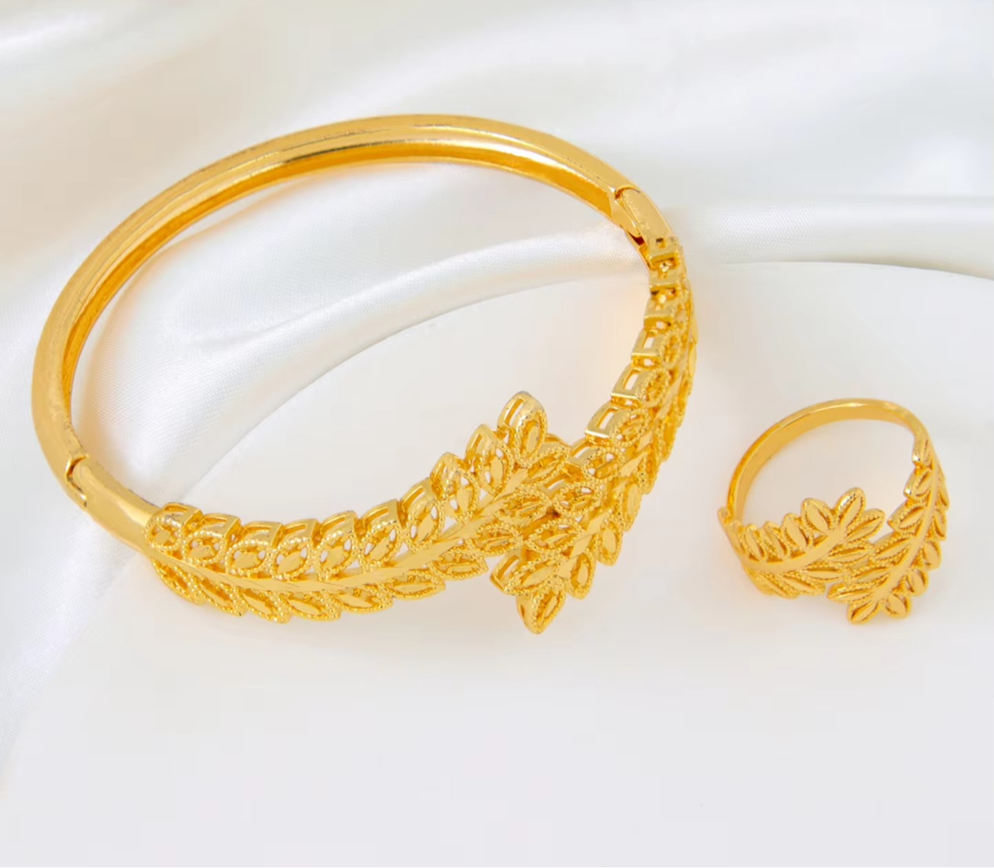 Gold Plated LEAF BRACELET & RING (SPECIAL)
