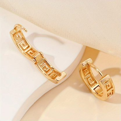 VINTAGE Mesh Pattern Hoop 18K Gold Plated Earrings