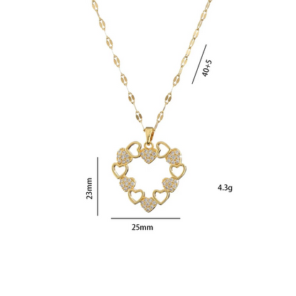Romantic Heart Zircon Pendant Necklace (SPECIAL)