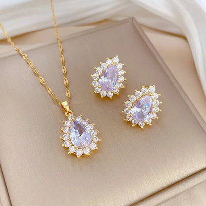 MICRO-INLAID GRACEFUL Personality Banquet Earring & Necklace