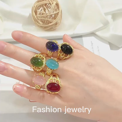 24k Gold Plated Diamond Gemstone Zircon Rings